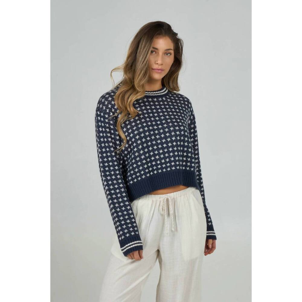 NEW SALTY CREW starlight boxy crew neck sweater in dark navy